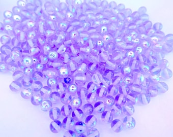 Translucent Light Purple Czech Glass Beads 6mm - AB Cover, Set of 30
