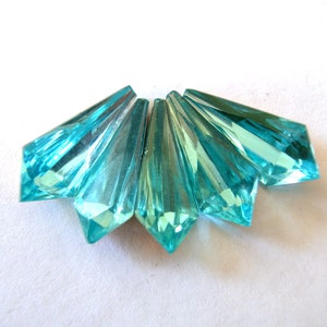 6pcs Vintage Swarovski crystal glass cabochons, light blue,  back side is gold foiled not flat, 20mmx9mm