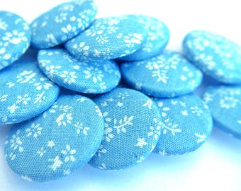Fabric Covered Buttons: Handmade Retro Floral Cotton, 32mm [6pcs]