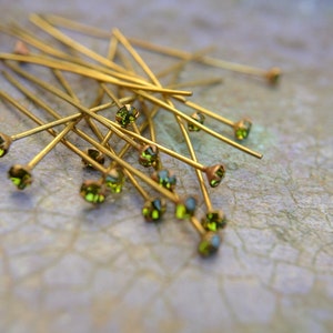 MIX lot of vintage Swarovski brass headpins with crystals, assorted colors and sizes, jewelry making findings-select quantity image 5