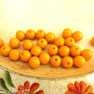 20 Czech Glass Beads: 10mm Round Beads Yellow