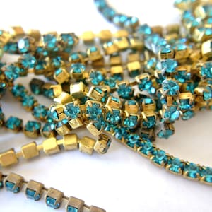 18 inches Vintage Swarovski chain, strass rhinestone chain, Swarovski crystals embedded in brass setting-Swc108