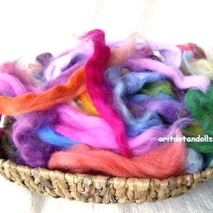 Merino wool fibers hand dyed with eco colors-more then 30 colors-select amount
