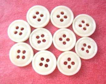 15 Buttons, white, vintage glass buttons, can be use as a bead, 12mm /GB5