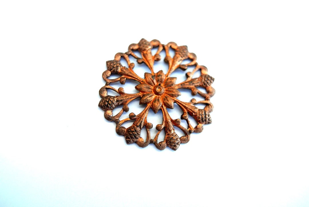 6 Vintage Copper Metal Flower 24mm Jewelry Parts Etsy