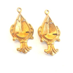6 Vintage metal dangling beads jewelry finding 28mm length