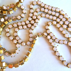 14inches Vintage Swarovski chain, srass rhinestone chain, Swarovski rose color crystals embedded in brass setting-Swc28