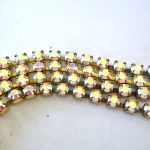18 inches Vintage Swarovski chain, srass rhinestone chain, Swarovski crystals embedded in brass setting-Swc114