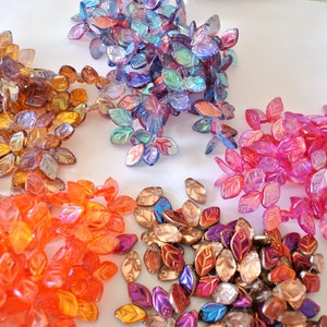 20 Czech glass beads, leaf shape,  leaves 12mmx8mm-select color