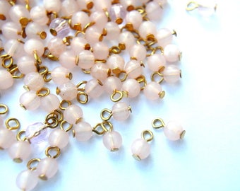 30 Vintage light pink color plastic small dangling beads 4mm without the loop