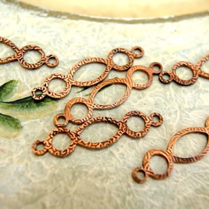 12 Vintage beads, connector metal beads 28mm length copper color