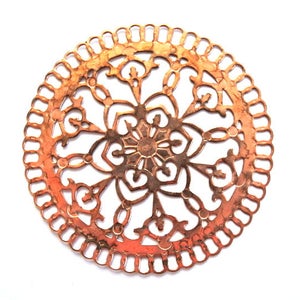 Vintage filigree metal copper color flower design 50mm