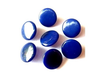 7  Buttons, blue,  antique vintage glass buttons, can be use as beads, 13mm, suitable  for children