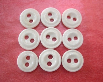 15 glass buttons, antique, vintage, white, can be use as a beads, 13mm /GB4