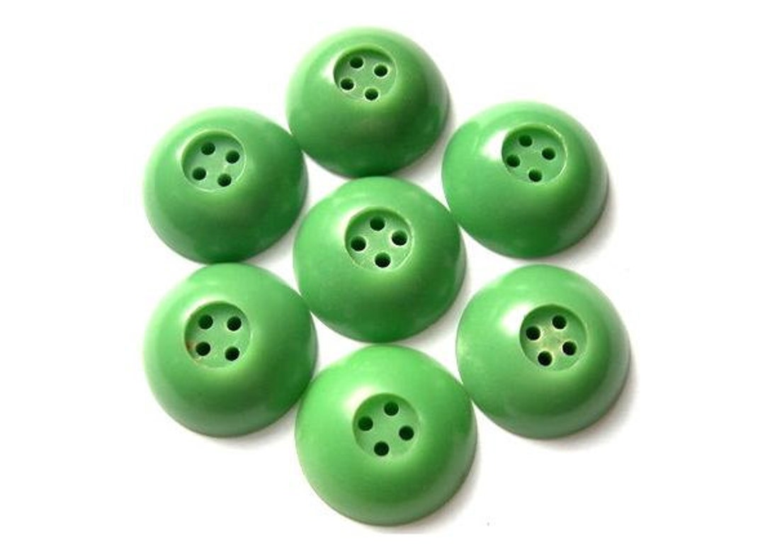 7 Antique Vintage Plastic Buttons Green 23mm 8mm Thick RARE Etsy