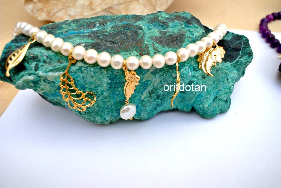 Necklace Made of Real White Pearls Gold Plated Vintage Etsy