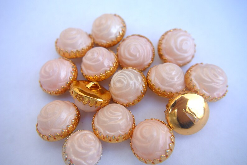 10 Vintage Rose Flower Buttons, 5 Colors With Gold Base-select Color ...