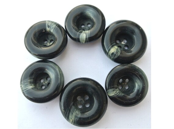 6 vintage plastic buttons 23mm 6mm thick