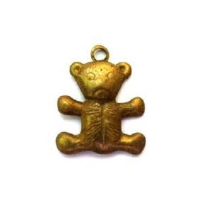 6 Vintage pendant metal finding Teddy bear