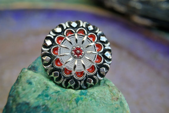 Glass button Czech handmade flower desined colorful painted jewel button BOHEMIAN BUTTON 32mm