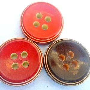 6 Buttons, antique vintage buttons, 30mm, 8mm height, select color
