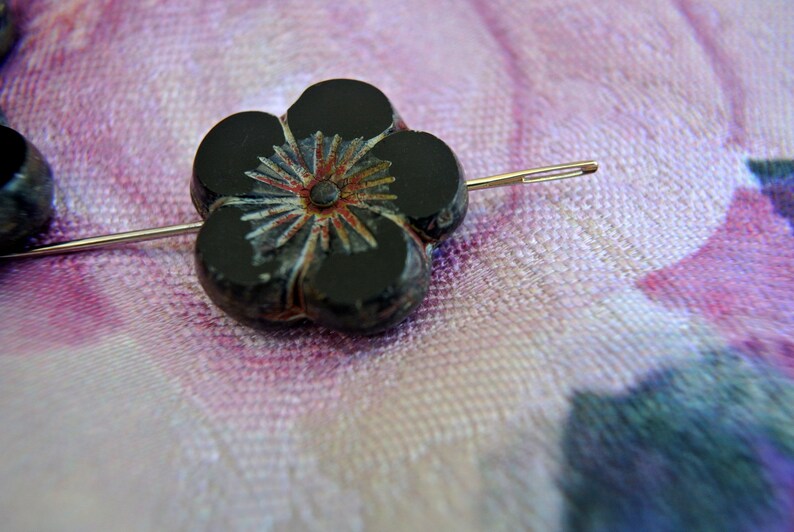 2 Glass Beads Flower Shape 21mm Czech Flower Beads ART Etsy