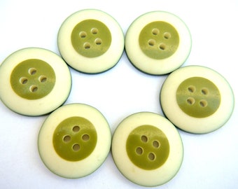 6 Vintage plastic buttons, green 4 holes sewon simple sweet buttons-select size