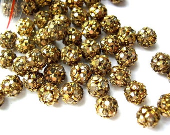 6 Vintage SWAROVSKI KRALEN kristallen bol 8mm, UNIEKE kleur strass steentjes in messing setting