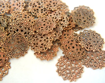 6 Vintage  metal flower shape lace pattern 18mm