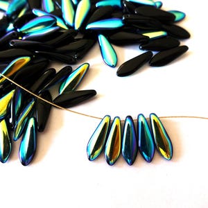 25 Czech Glass Leaf Beads: 15mm x 5mm