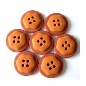 7 Vintage plastic buttons, warm earth colors, can be use as beads, 17.5mm