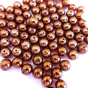 Metallic Bronze Czech Glass Beads 8mm - 30pc