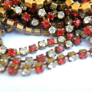 18 inches Vintage Swarovski chain, strass rhinestone chain, Swarovski crystals embedded in brass setting-Swc149