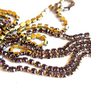 18 inches Vintage Swarovski chain, srass rhinestone chain, Swarovski crystals embedded in brass setting-Swc31