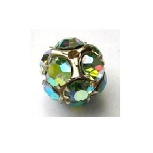 Vintage Swarovski crystal ball bead 15mm, beautiful rhinestones in metal setting- RARE