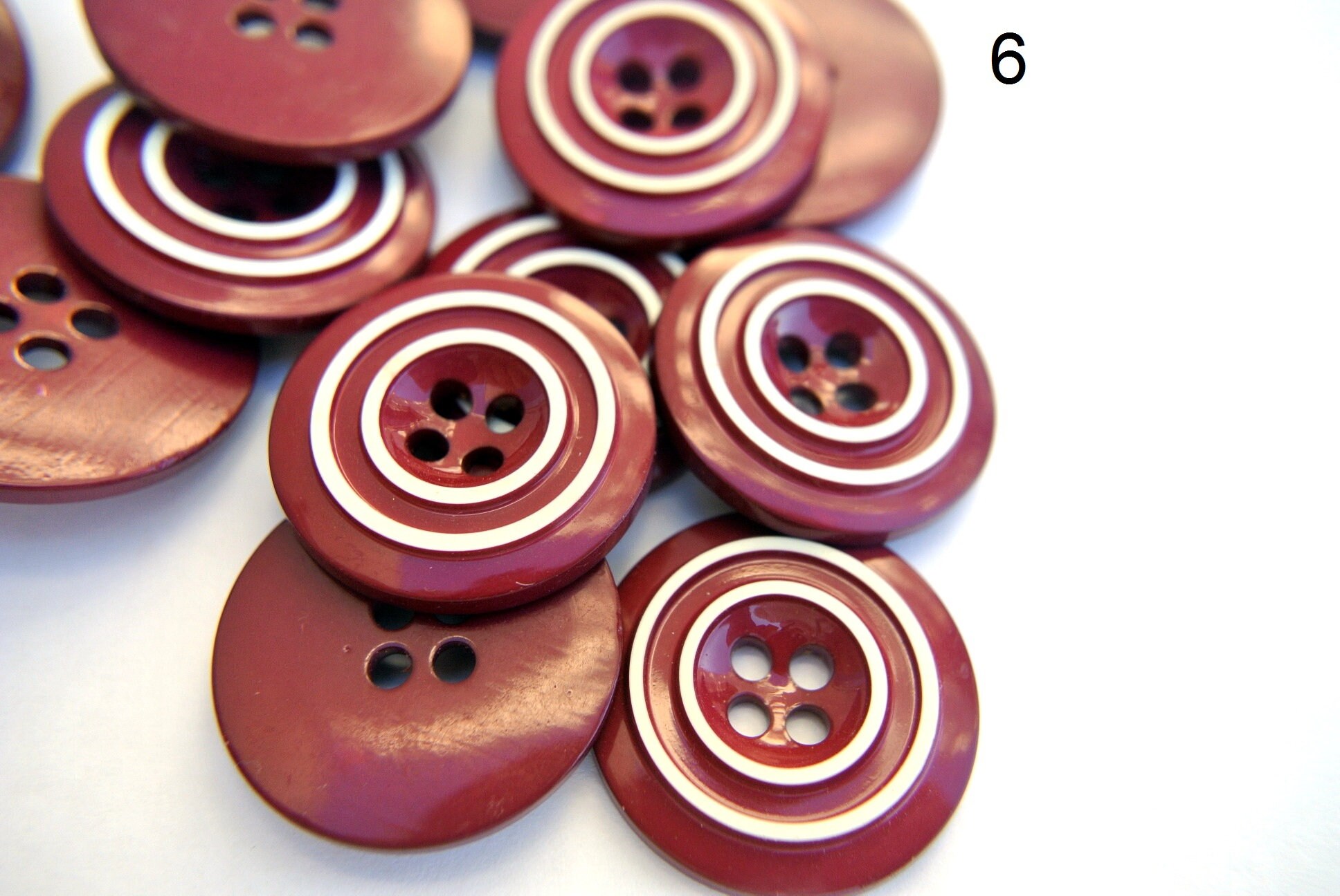 Lot De 6 Boutons Vintage 22 Mm – Plastique Bleu Et Chromé, Occasion, Origine France