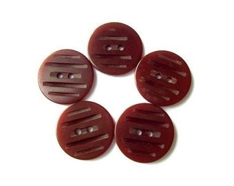 6 Buttons, bakelite plastic vintage buttons, collectibles, brown, carved