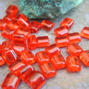 20 Czech glass beads, orange Czech beads 8mmx7mm