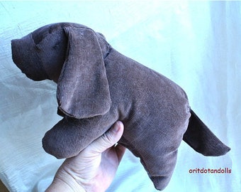 Dog stuffed toy, 11inch/ 27.5cm soft stuffed dog , dark brown