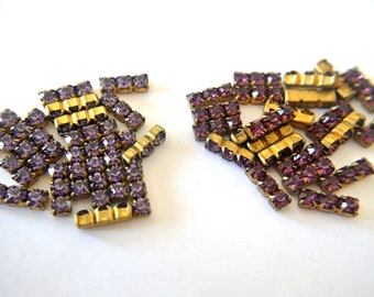 10 Vintage Swarovski jewelry findings 3 rhinestone crystals in brass setting, RARE-select color