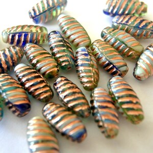 12 perles de verre tchèques, 14mmx7mm teintes uniques perles tchèques