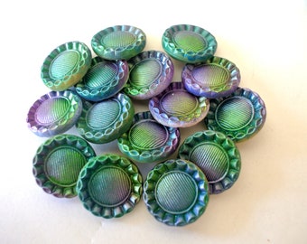 6 boutons, verre, vintage antique, idéal pour les bijoux de bouton, taille au choix