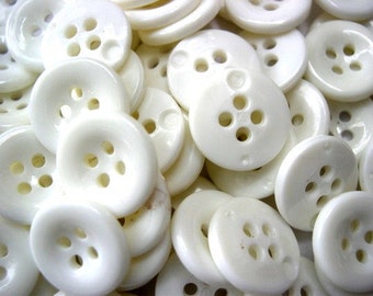 60 buttons ,white plastic buttons, 15mm