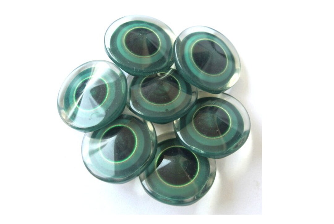 6 Green Translucent Plastic Buttons - 22mm - Etsy
