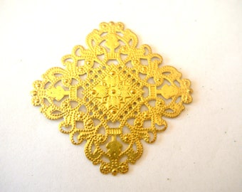 Vintage metal decorative jewelry ornament supply, jewelry making, finding, 40mm, square RARE