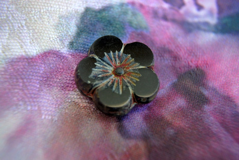 2 Glass Beads Flower Shape 21mm Czech Flower Beads ART Etsy