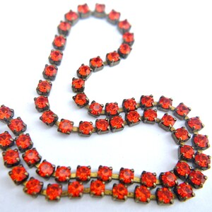 18 inches Vintage Swarovski chain, srass rhinestone chain, Swarovski crystals embedded in brass setting-Swc64