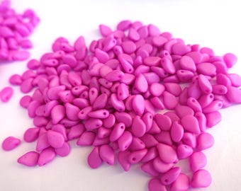 Czech Glass Dangle Beads: Pink 7mmx5mm, 50pcs, Pip beads