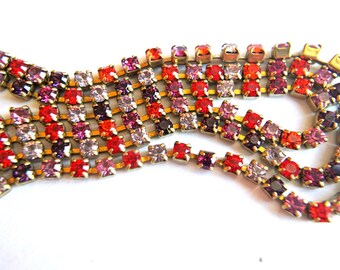 Cadena vintage de diamantes de imitación Swarovski: colores surtidos, engaste de latón, 45 cm (18 pulgadas)