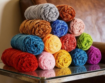 Chenille Gold Velvet Yarn - Medium Weight Single Strand for Crochet Slippers 100 Grams
